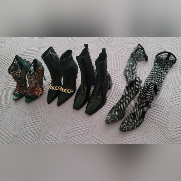 All Zara, Bundle of 4 Pairs Assorted Heels, Booties & Sexy Nightclub Mesh Boots - Picture 3 of 15